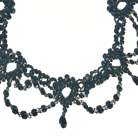 Jet black faceted glass bead choker necklace Victorian Gothic high quality - Picture 4 of 4